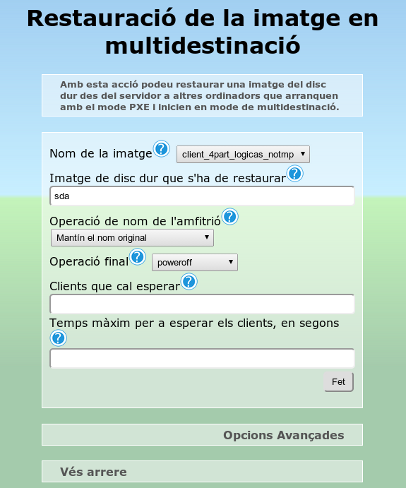 Open Sysclone Restaurar Multicast Val