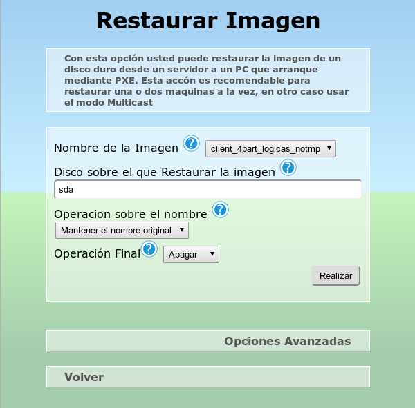 Open Sysclone Restaurar Unicast