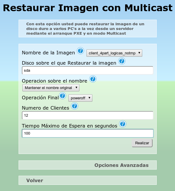 Open Sysclone Restaurar Multicast